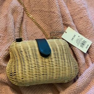 NWT Wicker Clam Purse